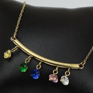 "Colorful Stone Drop Bar Pendant Necklace, XPNL0307